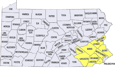 PA Counties map